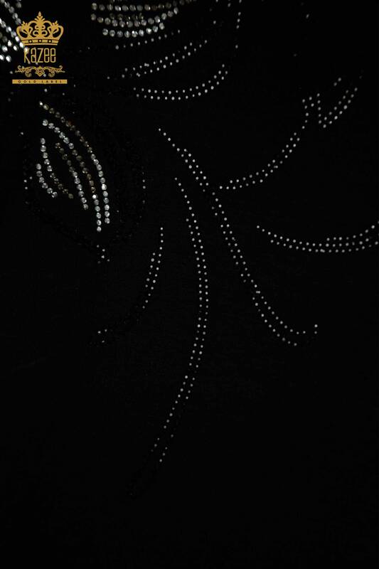 Женская блузка с V-образным вырезом оптом, черная - 79341 | КАZEE