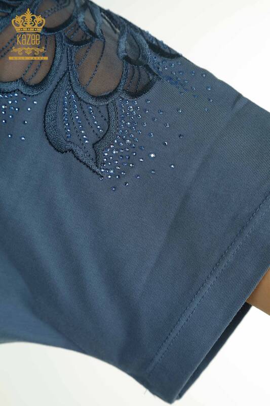 Женская блузка с V-образным вырезом Индиго оптом - 79550 | КАZEE