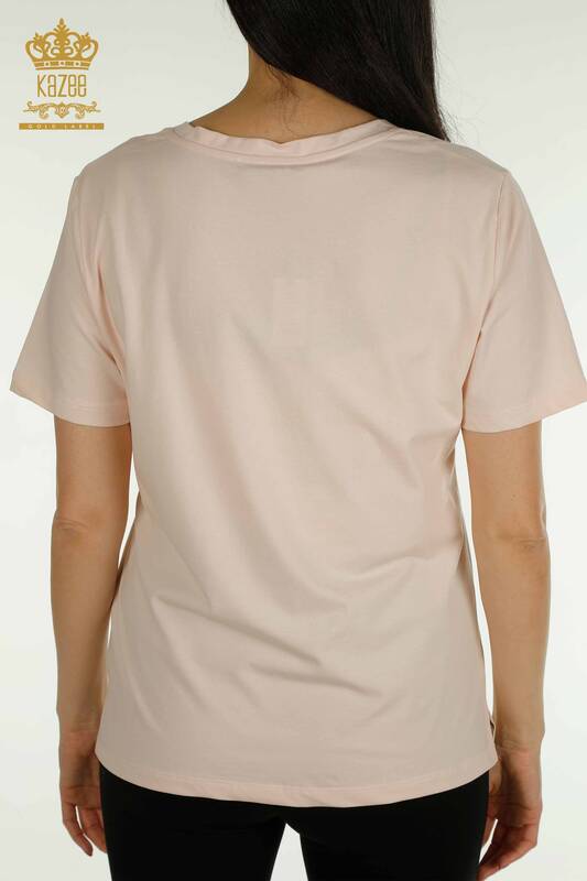 Женская блузка с V-образным вырезом оптом, легкая пудра - 79564 | КАZEE