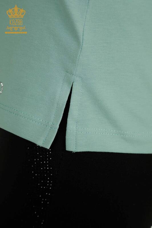 Женская блузка с V-образным вырезом оптом, мятная - 79564 | КАZEE