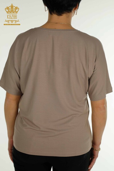 Женская блузка из норки с v-образным вырезом оптом - 79238 | КАZEE - Thumbnail