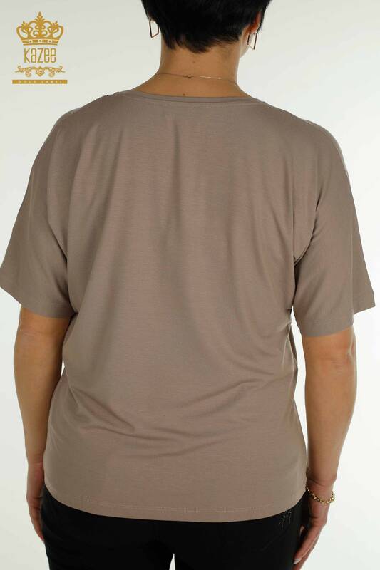 Женская блузка из норки с v-образным вырезом оптом - 79238 | КАZEE
