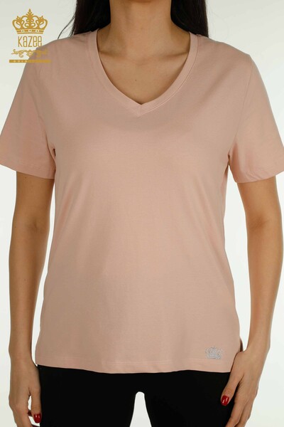 Женская блузка с V-образным вырезом оптом - 79564 | КАZEE - Thumbnail