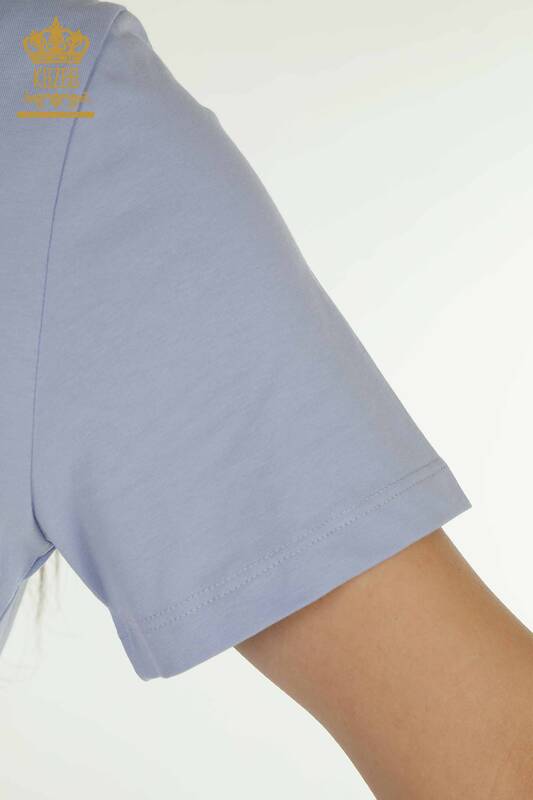 Женская блузка с V-образным вырезом оптом, сиреневая - 79564 | КАZEE
