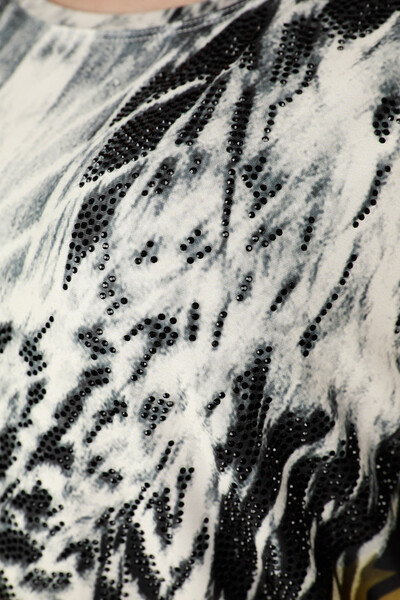 оптовая продажа женской чесаной хлопчатобумажной ткани с цифровым рисунком тигра - 12044 | КАZЕЕ - Thumbnail