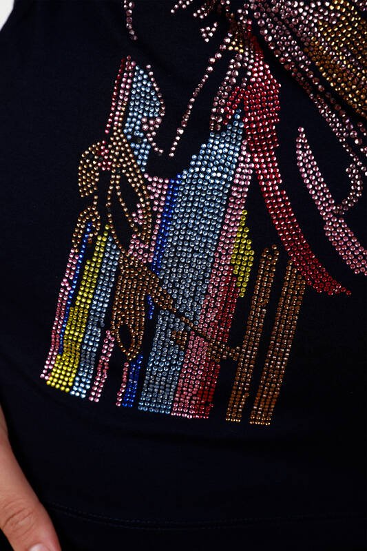 Оптовая торговля женщинами из чесаного хлопка с цветочным и каменным узором - 77762 | КАZЕЕ