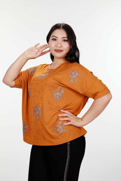 Kazee - оптом женская блузка с цветочной вышивкой камнем - 78898 | КАZЕЕ
