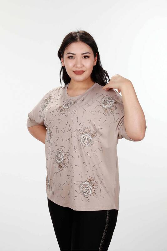 оптом женская блузка с цветочной вышивкой камнем - 78898 | КАZЕЕ