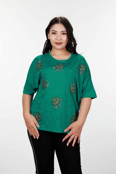 оптом женская блузка с цветочной вышивкой камнем - 78898 | КАZЕЕ - Thumbnail