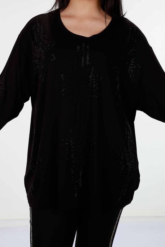 Женская блузка с цветочной вышивкой и короткими рукавами оптом - 77989 | КАZЕЕ