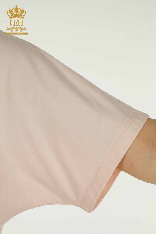 Женская блузка с цветочной вышивкой оптом, розовая - 79459 | КАZEE