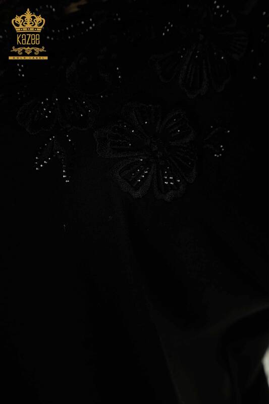 Женская блузка с деталями из тюля оптом, черная - 79500 | КАZEE