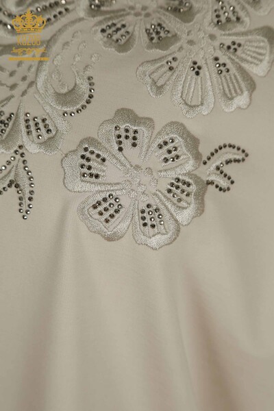 Женская блузка из тюля с отделкой камнями оптом - 79500 | КАZEE - Thumbnail