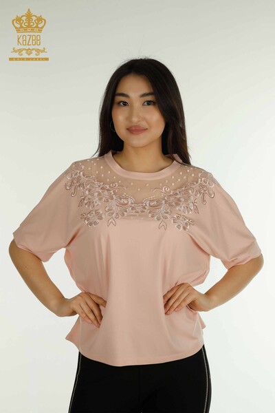 Kazee - Женская блузка из тюля оптом с пудрой - 79500 | КAZEE