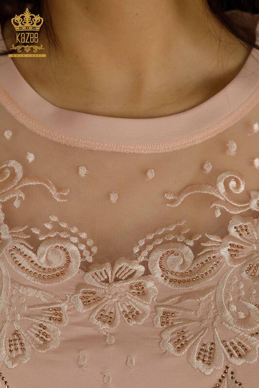 Женская блузка из тюля оптом с пудрой - 79500 | КAZEE