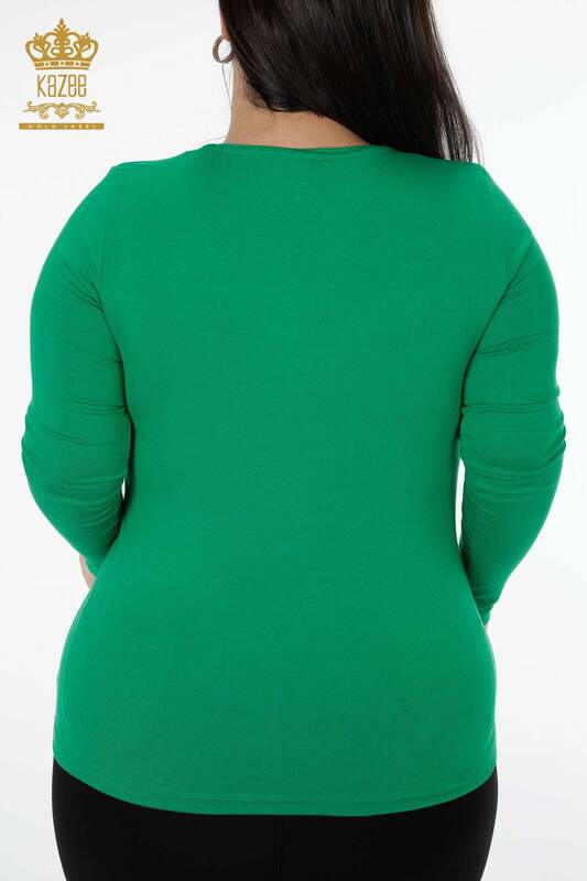 оптовая продажа женская блузка с V-образным вырезом цветной камень вышитый цветок подробно - 79022 | КАZЕЕ