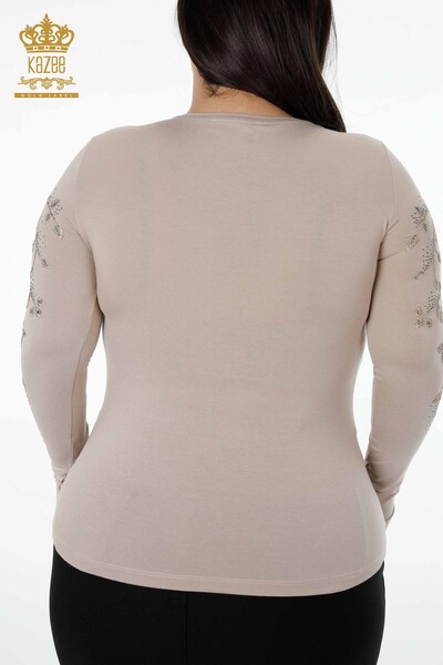 Оптовая Женщин Трикотаж Свитер Круглый Вырез Цветок Узорчатая Каменная Вышивка - 79017 | КАZЕЕ - 7