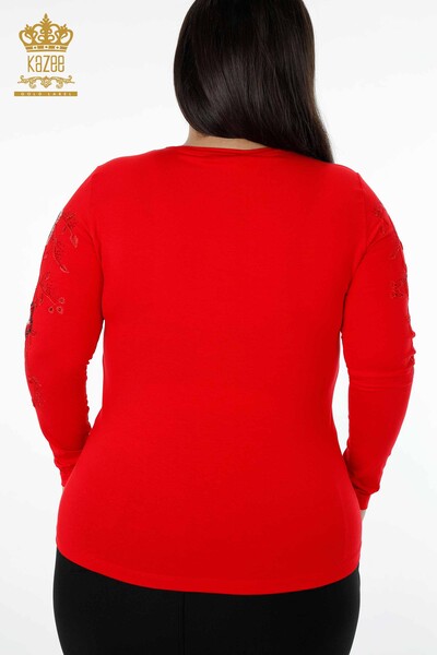 Оптовая Женщин Трикотаж Свитер Круглый Вырез Цветок Узорчатая Каменная Вышивка - 79017 | КАZЕЕ - 49