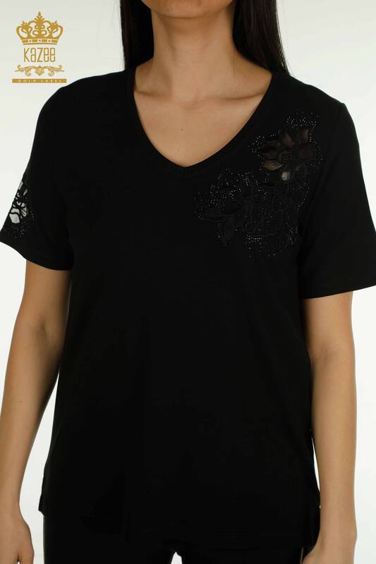 Женская блузка с вышивкой оптом, черная - 79883 | КАZEE