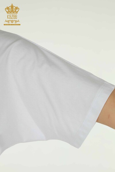 Женская блузка в полоску под зебру оптом, белая - 79457 | КАZEE - Thumbnail