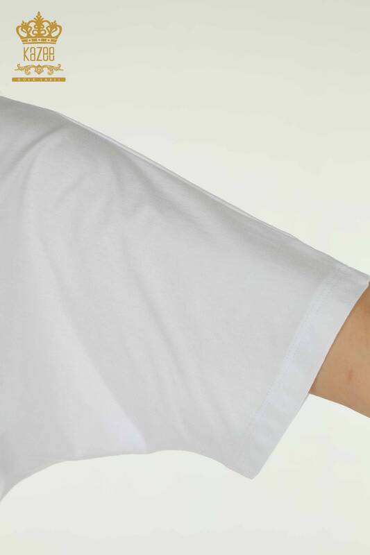 Женская блузка в полоску под зебру оптом, белая - 79457 | КАZEE