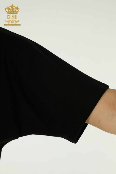 Женская блузка в полоску под зебру оптом, черная - 79457 | КАZEE - Thumbnail