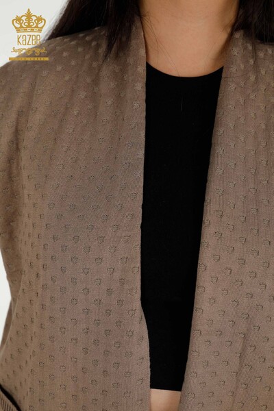 Женский кардиган с карманами из норки оптом - 30056 | КАZEE - Thumbnail (2)