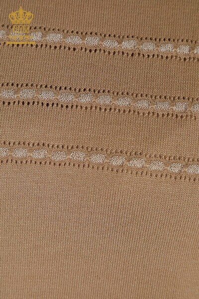 Женский вязаный свитер оптом, американская модель бежевого цвета - 30352 | КАZEE - Thumbnail (2)