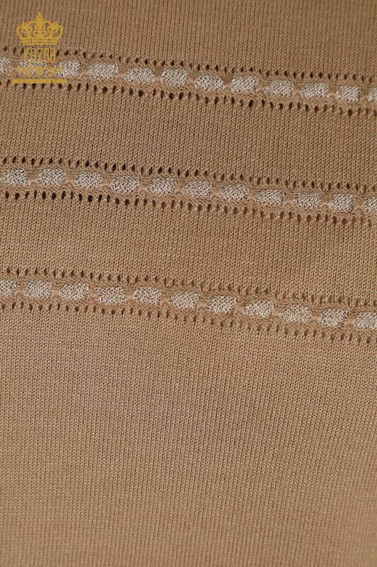 Женский вязаный свитер оптом, американская модель бежевого цвета - 30352 | КАZEE