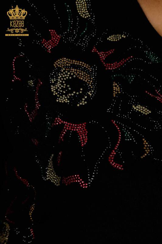 Женский вязаный свитер оптом, американская модель черного цвета - 30313 | КАZEE