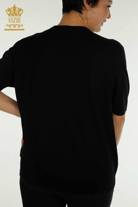 Женский вязаный свитер оптом, американская модель черного цвета - 30313 | КАZEE