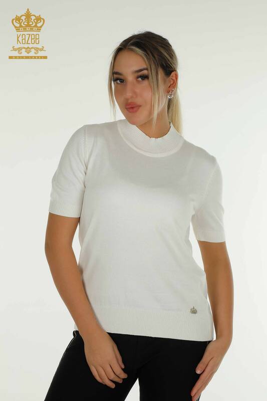 Женский вязаный свитер оптом американская модель экрю - 14541 | КАZEE