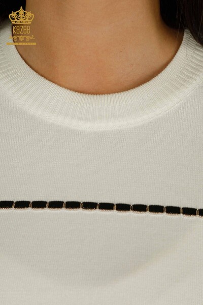 Женский вязаный свитер оптом, американская модель экрю - 30355 | КAZEE - Thumbnail