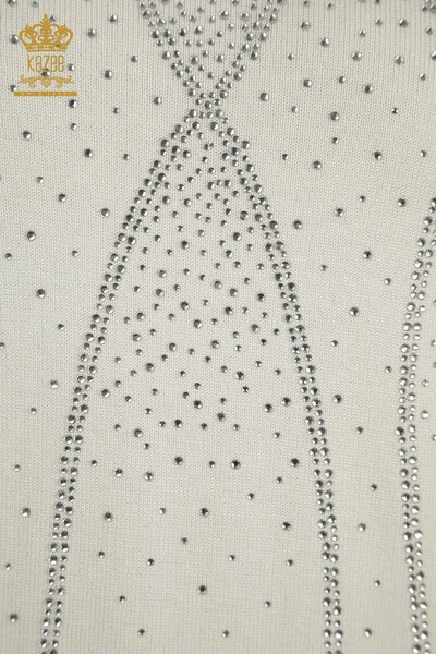 Женский вязаный свитер оптом, американская модель экрю - 30686 | КАZEE - Thumbnail