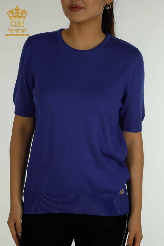 Женский вязаный свитер оптом Американская модель Фиолетовый - 15943 | КAZEE