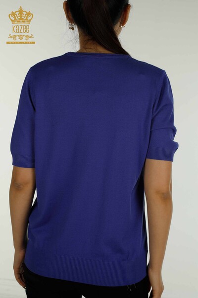 Женский вязаный свитер оптом Американская модель Фиолетовый - 15943 | КAZEE - Thumbnail