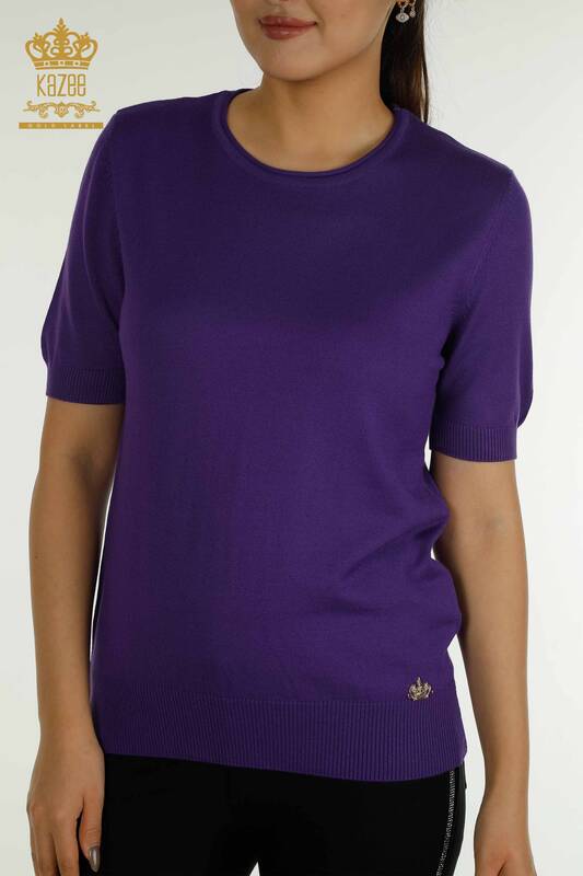 Женский вязаный свитер оптом Американская модель Фиолетовый - 15943 | КАZEE
