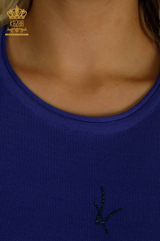 Женский вязаный свитер оптом Американская модель Фиолетовый - 30335 | КАZEE