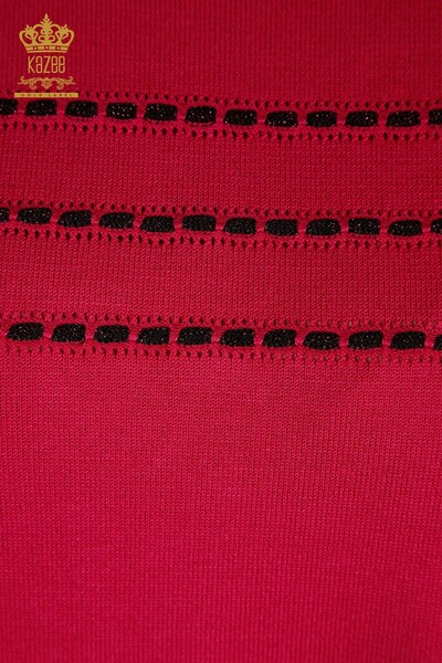 Женский вязаный свитер оптом Американская модель Фуксия - 30352 | КАZEE - Thumbnail (2)
