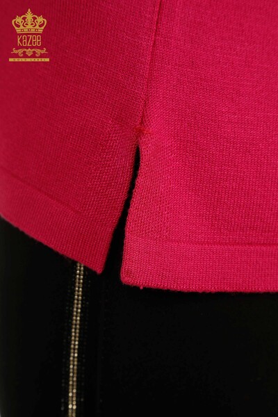 Женский вязаный свитер оптом Американская модель Фуксия - 30352 | КАZEE - Thumbnail