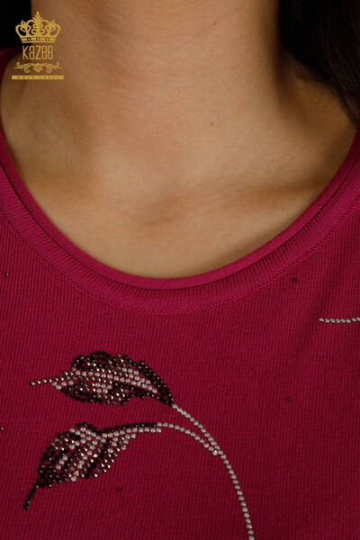 Женский вязаный свитер оптом Американская модель Фуксия - 30649 | КАZEE - Thumbnail