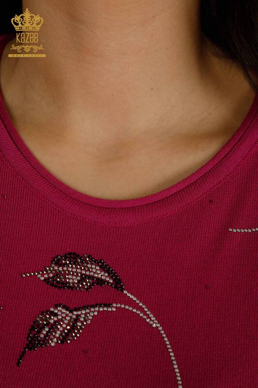 Женский вязаный свитер оптом Американская модель Фуксия - 30649 | КАZEE