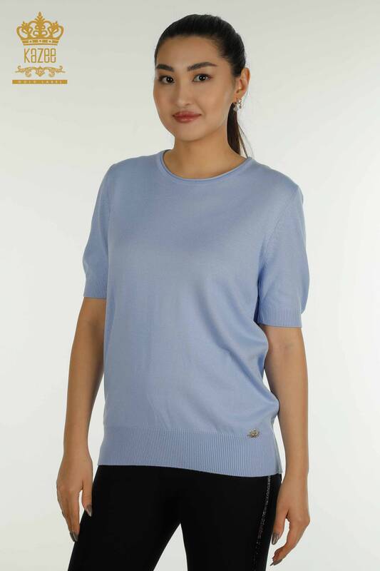 Женский вязаный свитер оптом Американская модель Голубой - 15943 | КАZEE
