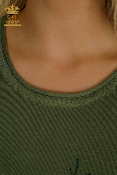 Женский вязаный свитер оптом, американская модель цвета хаки - 30335 | КАZEE - Thumbnail