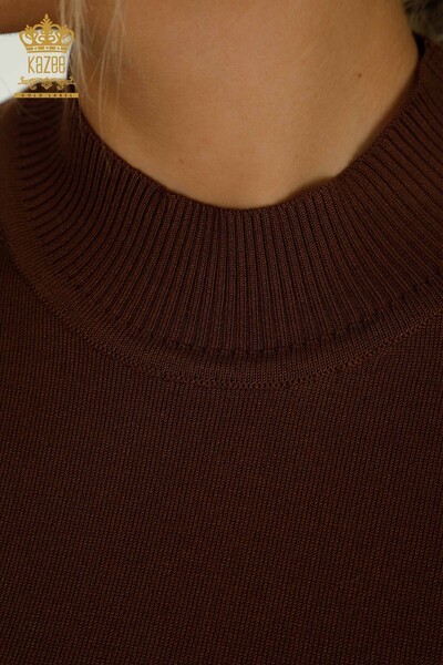 Женский вязаный свитер оптом, американская модель коричневого цвета - 14541 | КАZEE - Thumbnail