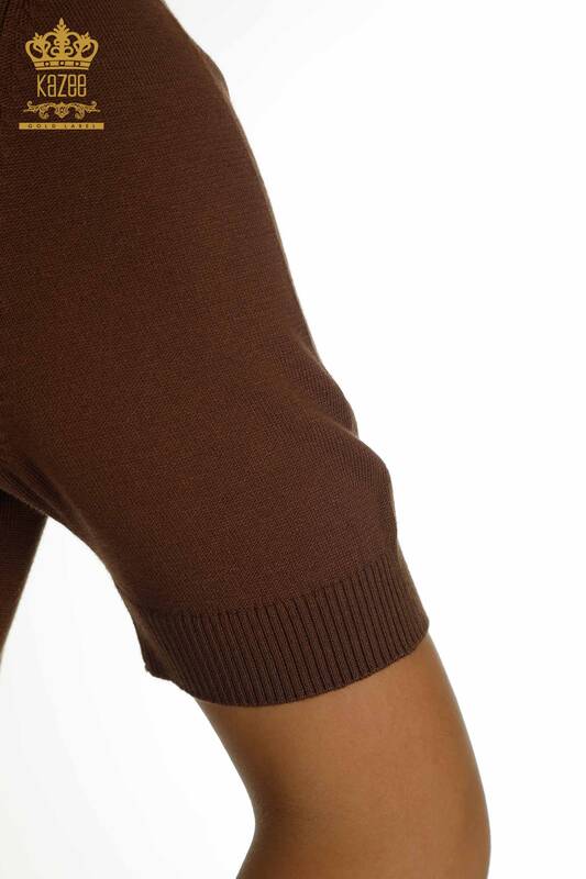 Женский вязаный свитер оптом, американская модель коричневого цвета - 14541 | КАZEE