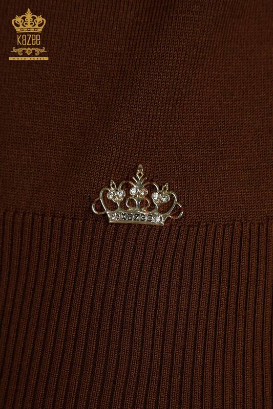 Женский вязаный свитер оптом, американская модель коричневого цвета - 14541 | КАZEE