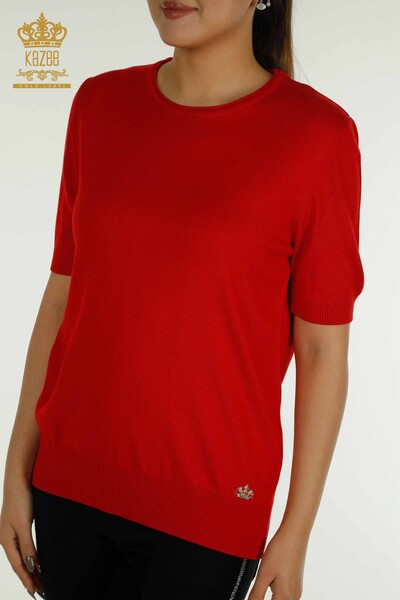 Женский вязаный свитер оптом, американская модель красного цвета - 15943 | КАZEE - Thumbnail