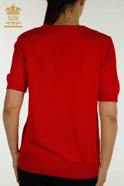 Женский вязаный свитер оптом, американская модель красного цвета - 15943 | КАZEE - Thumbnail