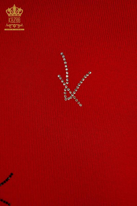 Женский вязаный свитер оптом, американская модель красного цвета - 30335 | КАZEE